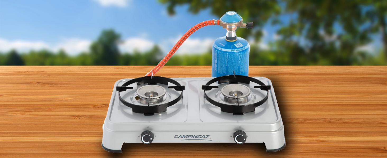 Газовий намет Campingaz Camping Cook CV - 2 конфорки, сірий, для кемпінгу, працює на картриджах