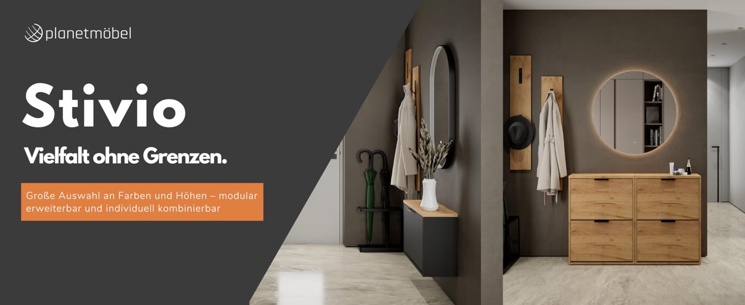 Взуттєва шафа Planetmöbel з 3 стінками, 6 полицями, 60 x 23 x 118 см, білий/сірий колір