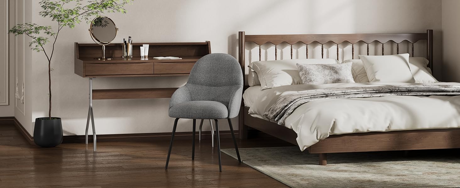 6 стільців для їдальні з підлокітниками – ергономічні оббиті стільці, сучасні кухонні стільці з льоновим покриттям та металевими ніжками, для вітальні, їдальні, кухні, бежевий колір, комплект 6 шт.