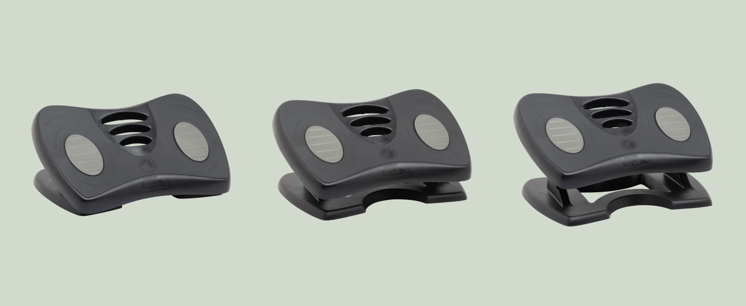 Підніжка для ніг Unilux Nymphea, регульована, антиковзка, динамічна, для офісу та дому, чорна, 43 x 33,7 x 12,2 см