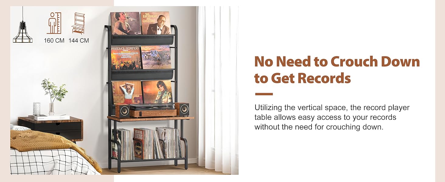 Стійка для програвача вінілу з полицями для зберігання платівок (до 300 альбомів)