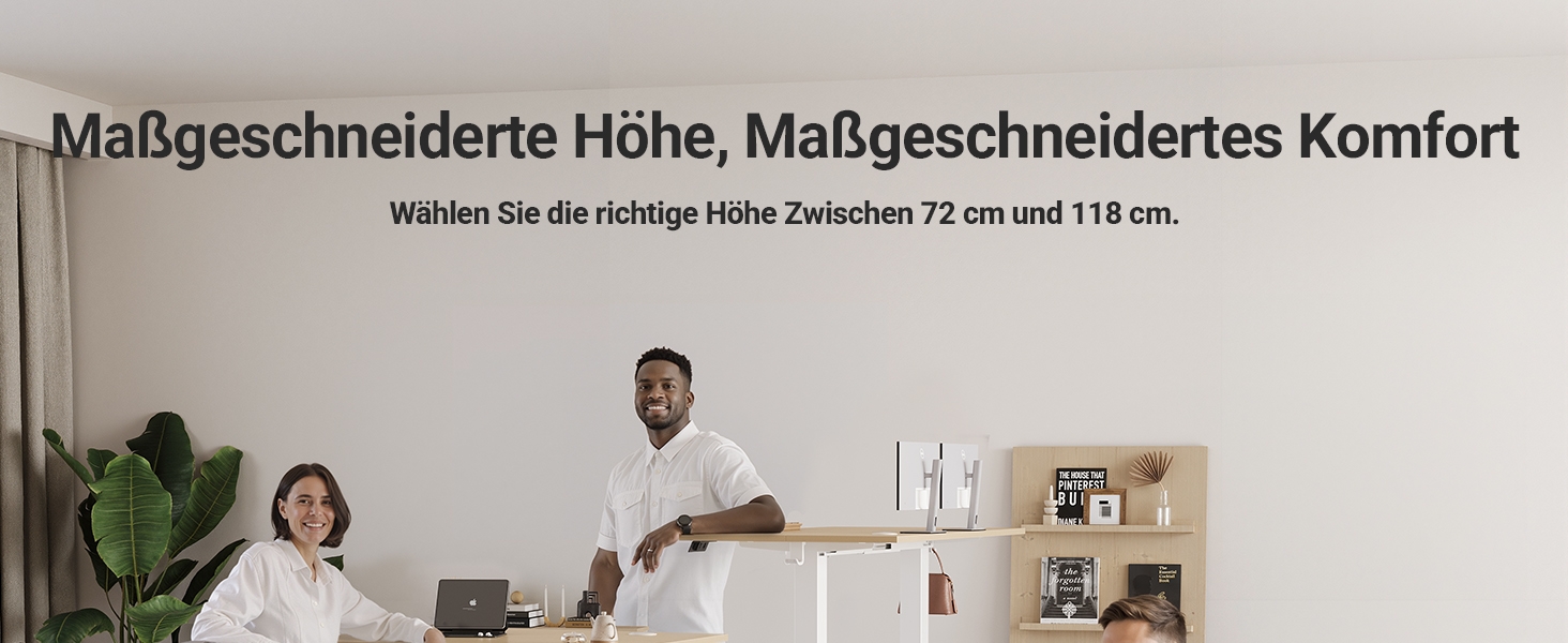 Електричний стіл Claiks з регулюванням висоти 120x60 см, з 3 функціями пам'яті, 2 гачками, бежевий