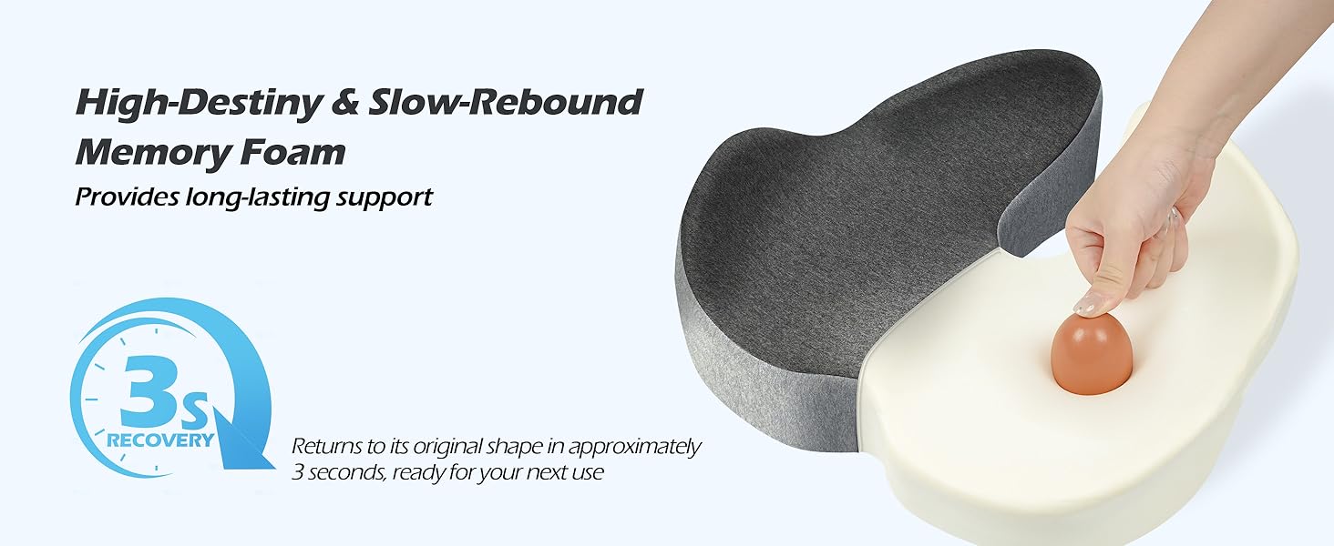Подушка для офісного крісла Lofty Aim з Memory Foam: ергономічна, для куприка, при болях в спині та сідницях, для офісу, авто, літака, інвалідного візка – чорний та сірий