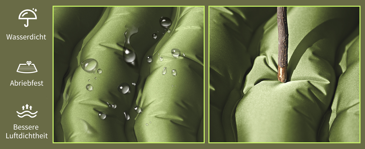 Надувний кемпінговий килимок Yuzonc з вбудованим насосом та подушкою, компактний туристичний матрац для походів та пляжу, зелений