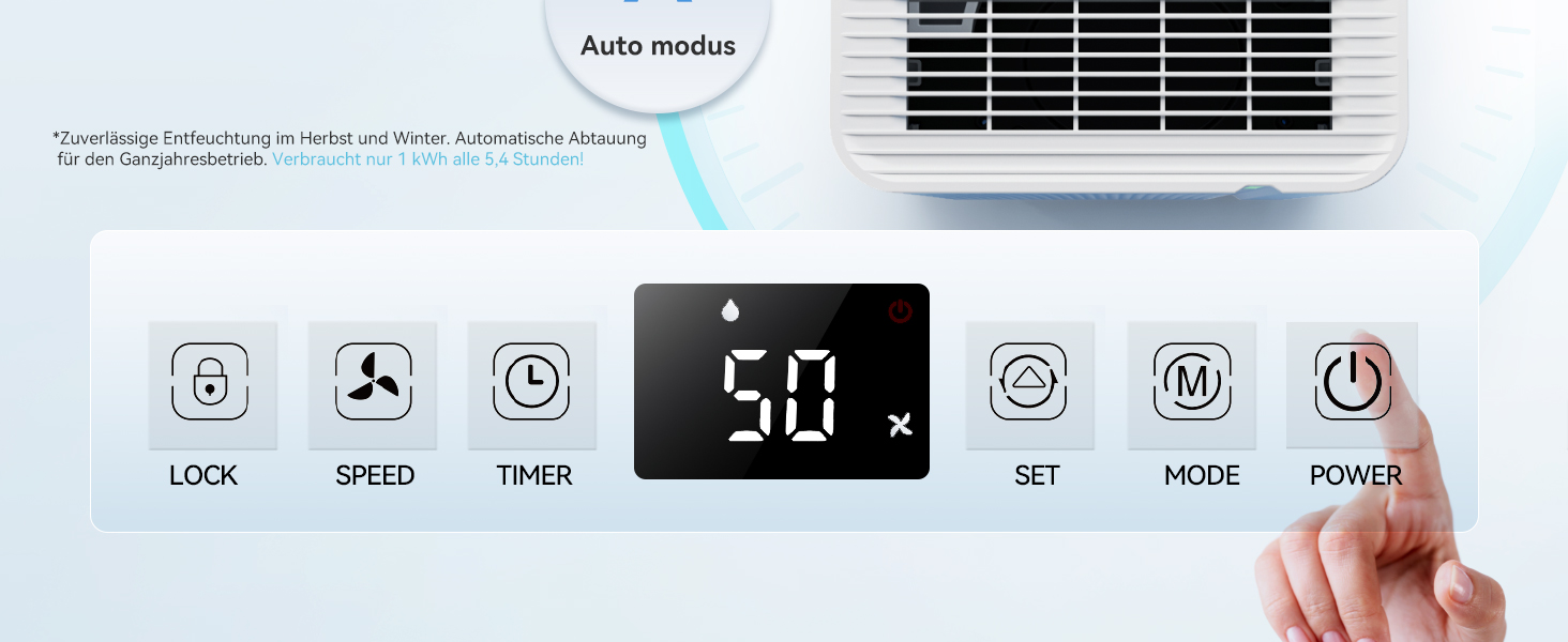 EUHOMY Електричний осушувач повітря для підвалу з відведенням води, тихий та економічний, з автоматичним розморожуванням, таймером, для квартири до 50 м² (12 л/день)