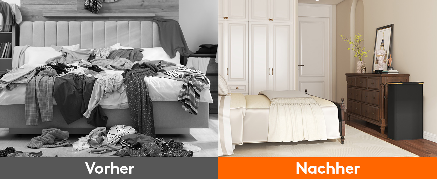 Кошик для білизни LifeWit з кришкою, вузький, складний, 75л, бамбук, з ручкою, чорний