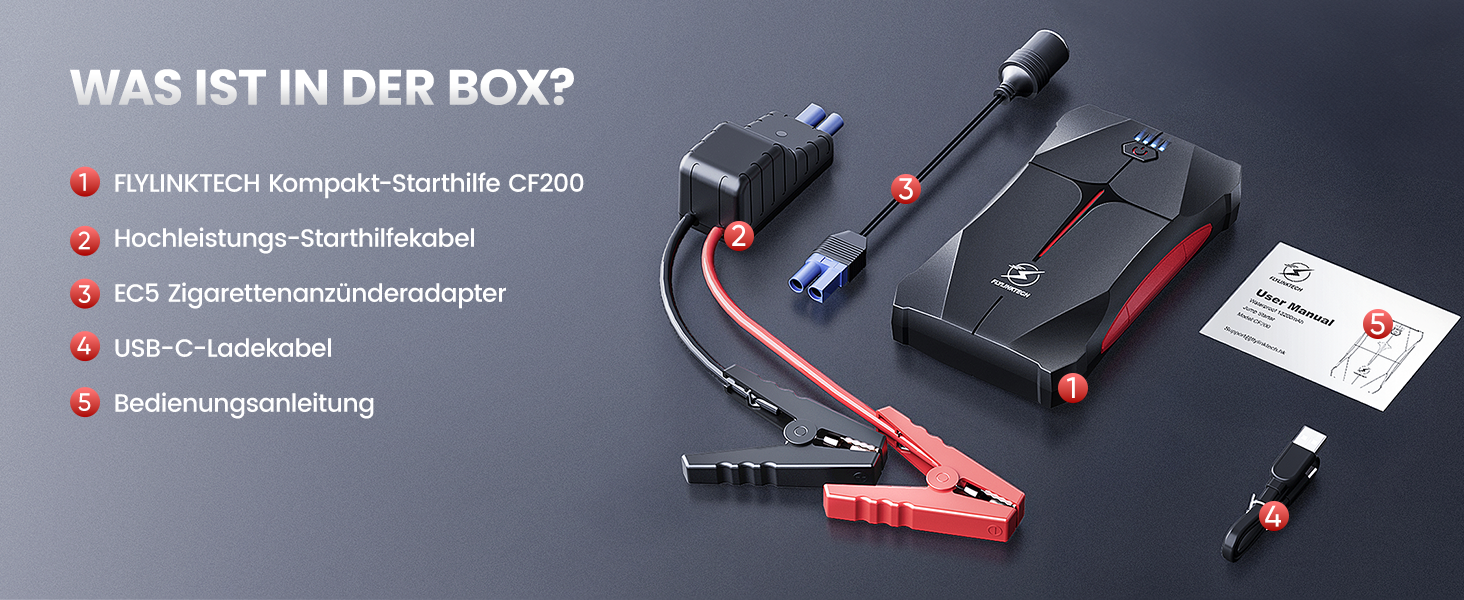 Powerbank для запуску авто FLYLINKTECH 4000A, 12V. Запуск до 9L бензину/8.5L дизеля. IP67, водонепроникний. LED, USB та USB-C.