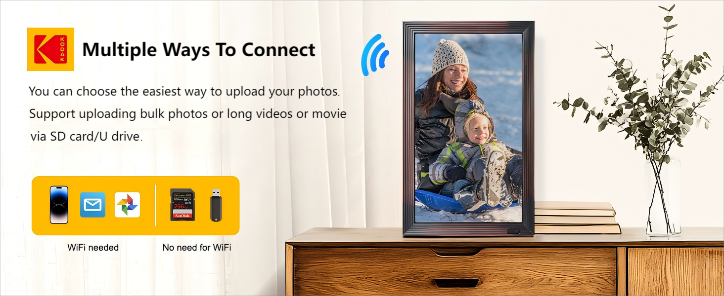 Цифровий фотоальбом Kodak 10 дюймів з Wi-Fi, 32GB, IPS HD сенсорний екран, авто-поворот, для дому та офісу