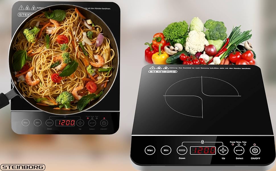 Індукційна плитка Steinborg 2000 Вт з сенсорним керуванням та захистом від перегріву | Електрична плитка для кухні