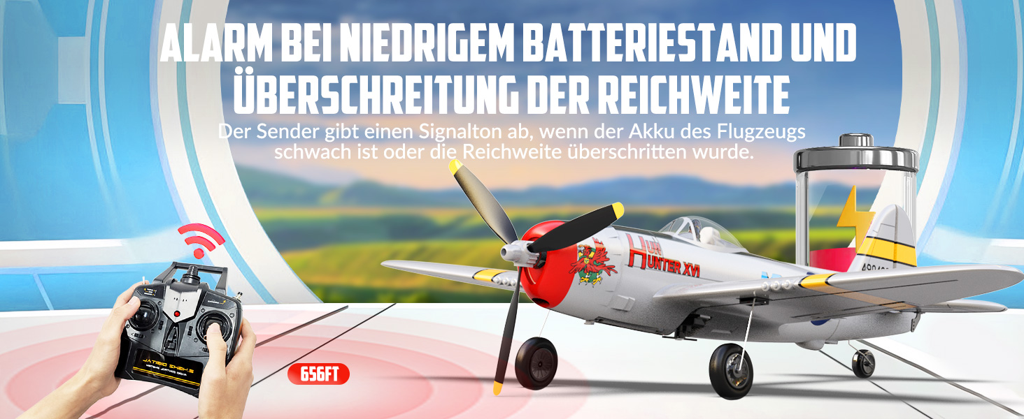 Радіокерований літак Volantexrc P-47 RTF 2.4GHz з гіростабілізацією, USB зарядкою, акумулятором та пультом – для початківців та досвідчених пілотів