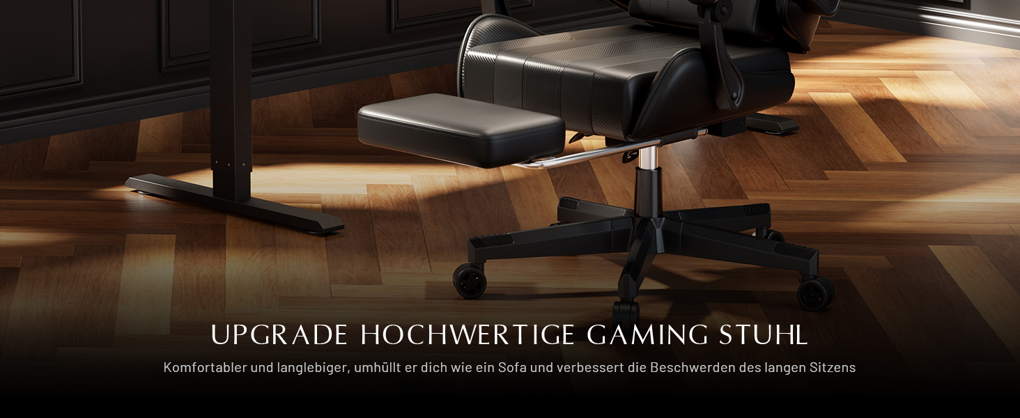 HLONONE Ігровий крісло, ергономічний геймерський крісло з кишеньковим пружинним матрацом, гоночний крісло для геймерів з підніжкою, підтримкою попереку, регульоване офісне крісло, вантажопідйомність 150 кг, PC крісло (Чорний-зелений)