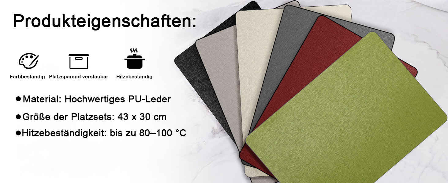 Набори підставки під тарілки 6 шт. з екошкіри, 43x30 см (червоний/сірий)