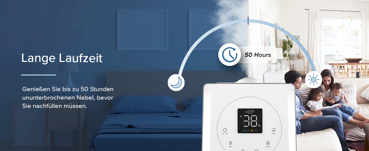 Зволожувач повітря LEVOIT Smart 6L з ароматерапією, верхній залив, холодний/теплий туман, керування Alexa/APP, режим сну, таймер 1-12 год, для спальні, дитячої кімнати, рослин до 40–70 м²