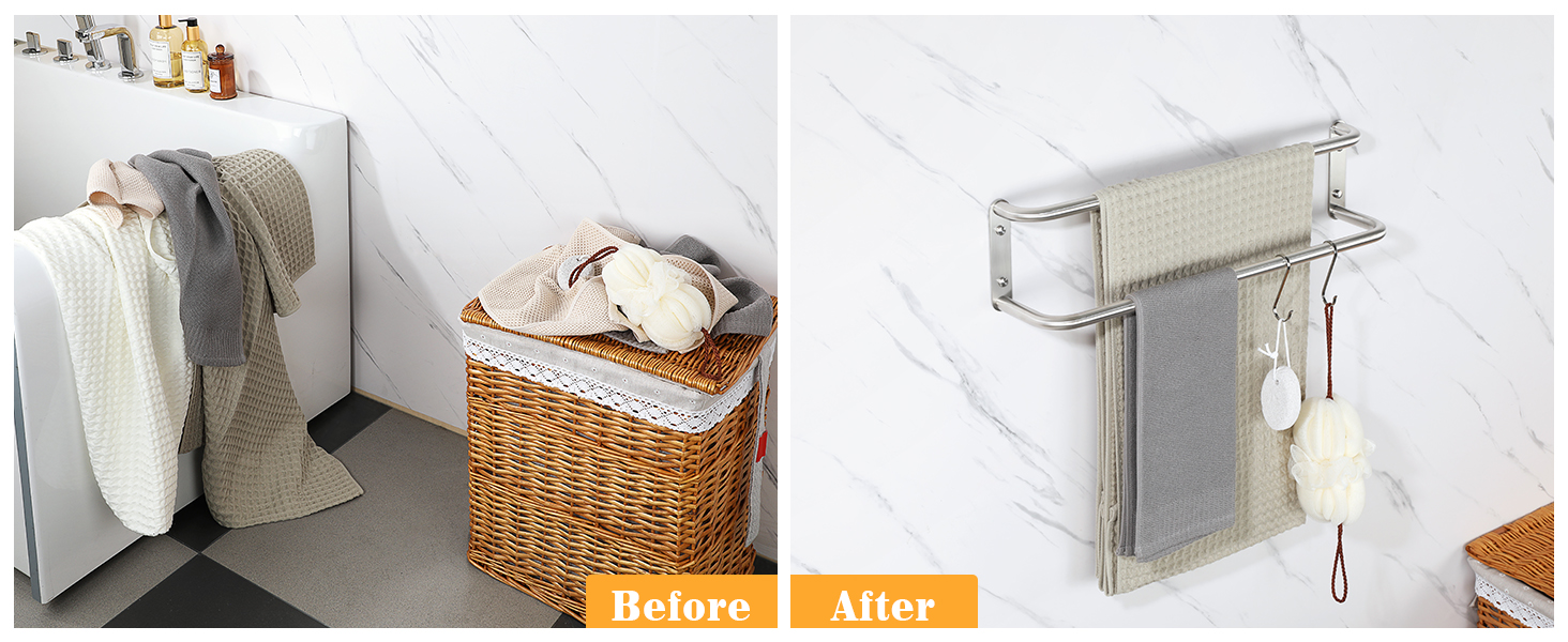 Тримач для рушників подвійний з нержавіючої сталі 304, 80 см, для ванної кімнати та кухні