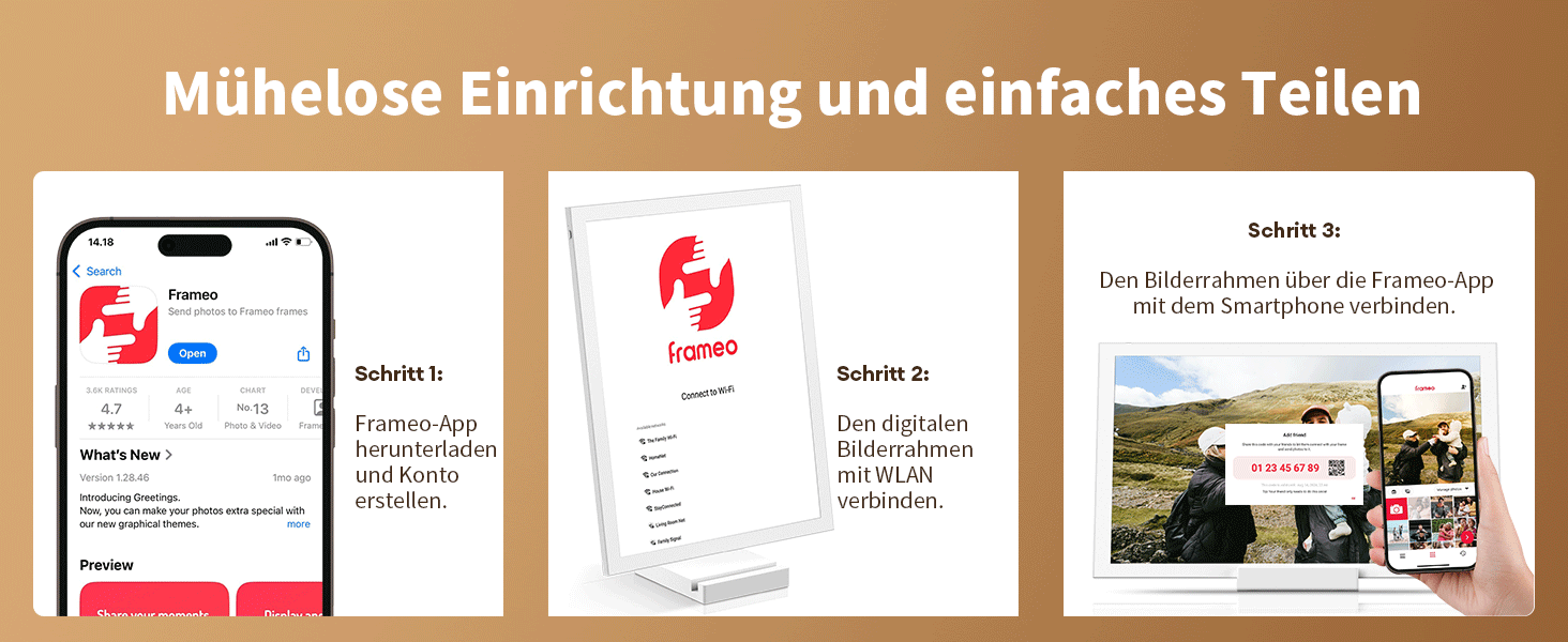 Цифровий фоторамка 10.1 дюйма Wi-Fi з 64GB пам'яті, IPS сенсорний дисплей 1280*800, для перегляду фото та відео через додаток Frameo, чорний