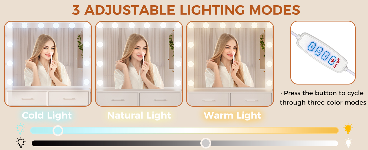 Трюмо BEWISHOME з дзеркалом, регульованою LED-підсвіткою та розетками, 10 шухлядами, 5 полицями, гачками та органайзером для прикрас, сучасний дизайн, білий колір, EFST52W