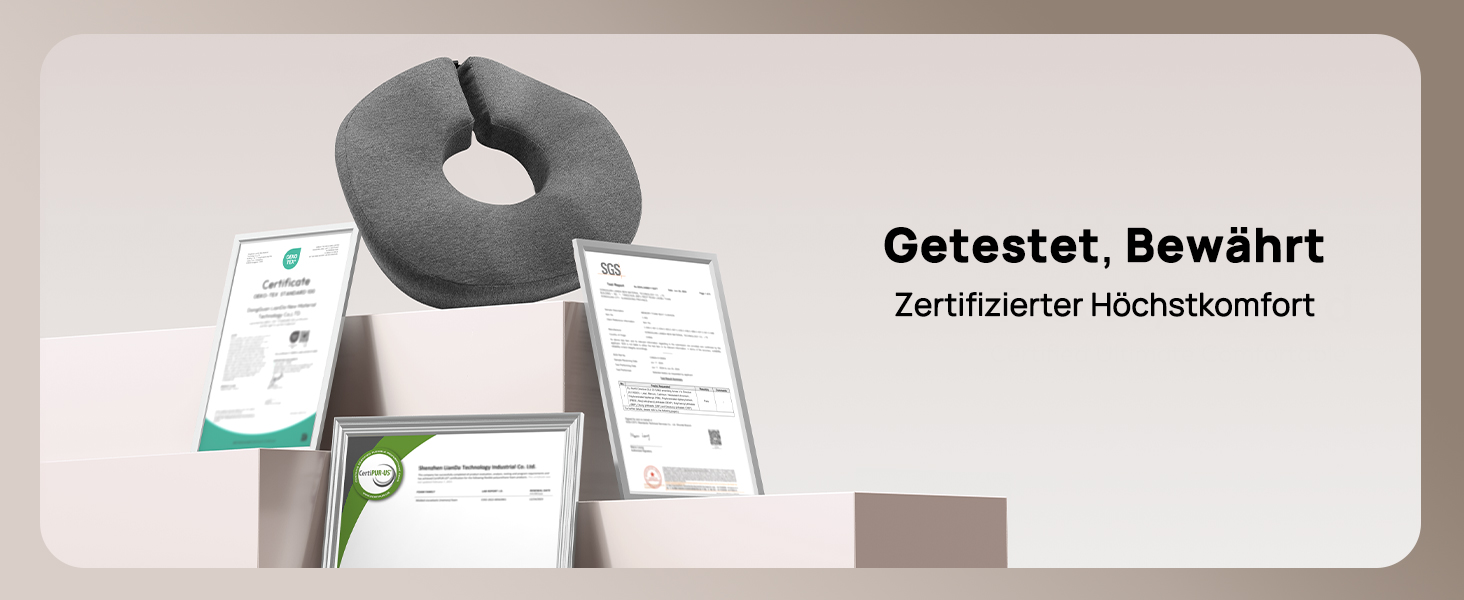 Ортопедична подушка-кільце Feagar: регульований ергономічний сидінець-пончик від геморою та ішіасу, для копчика, післяпологовий (Сірий, стандарт 60-100 кг) для авто, офісного крісла та візків