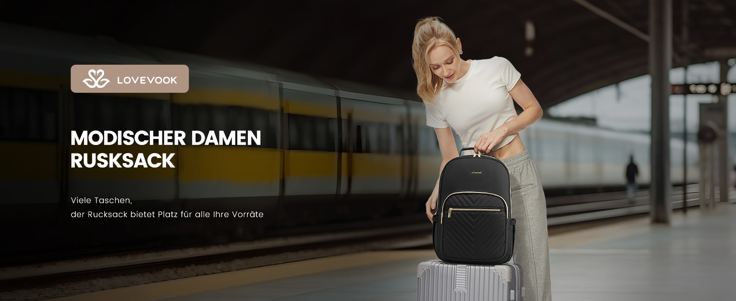 LOVEVOOK Рюкзак для жінок, великий, 15.6 дюймів, для ноутбука, водонепроникний, шкільний, для дівчаток-підлітків, чорний, елегантний, для роботи, для школи, університету, подорожей, 15.6 дюймів, A-чорний