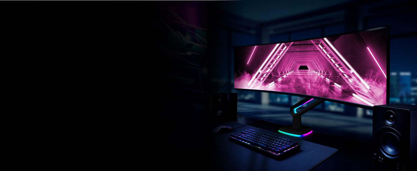 Кріплення для монітора Invision Vortex Gaming – 27–57 дюймів – Curved & UltraWide – RGB LED – 3–18 кг (VR200)