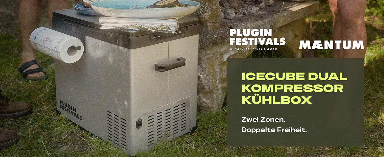 Електрична холодильна сумка Plug In Festivals DUAL Ice Cube 32L: компресор, -20°C, 12V/230V, App-керування, для авто та кемпінгу
