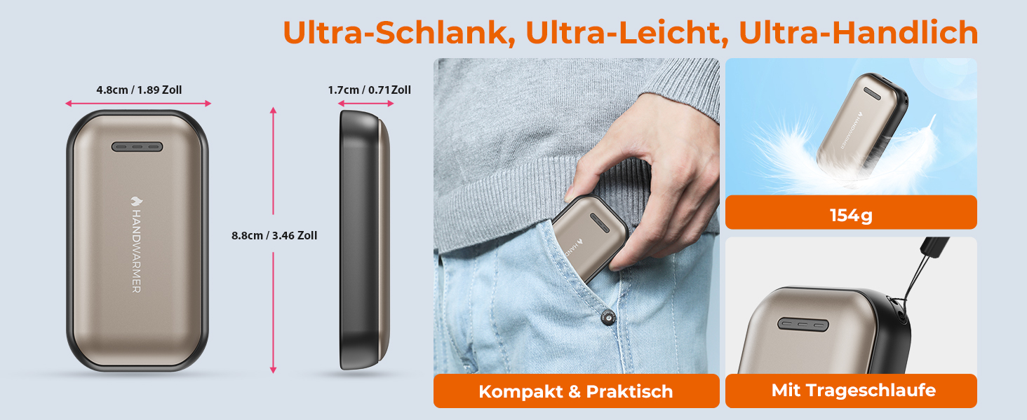 Електричний гріє для рук Fitabok 2 шт. – 6000mAh, магнітний, USB-C, 3 рівні нагріву до 55°C, для активного відпочинку, кемпінгу, гольфу, синдром Рейно