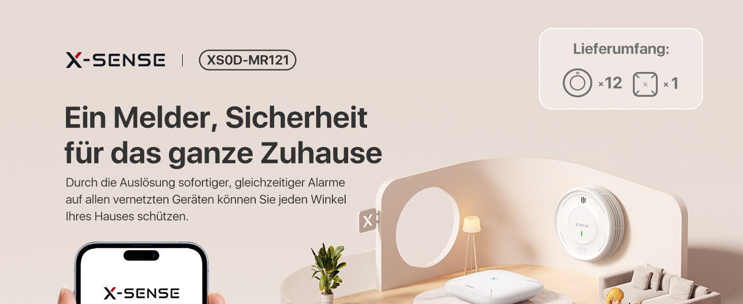 X-Sense Детектор диму розумний Wi-Fi з магнітною кріпленням, мережевий пожежний сповіщувач з базою SBS50, функція додатку, сумісний з Home Assistant, змінна батарея, XS0D-MR61 Білий (1 x XS0D-MR121 з базою, Білий)