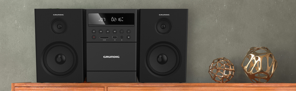 Мікросистема Grundig CMS 1050 DAB BT, CD/MP3, USB, FM, касета, 20 Вт, чорний/сріблястий