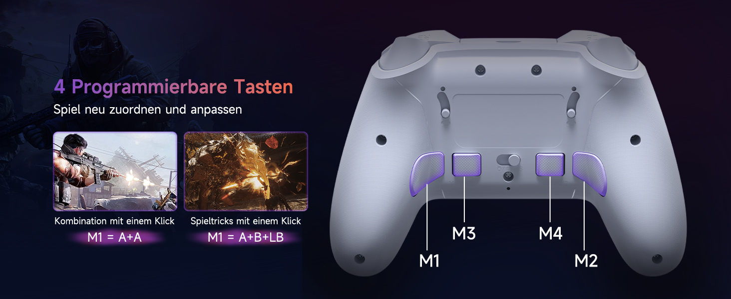 Бездротовий контролер EasySMX X20 з RGB підсвічуванням для PC, Switch, Android. 2 в 1 тригери, знімний джойстик, механічні кнопки, 6-осьовий гіроскоп, білий