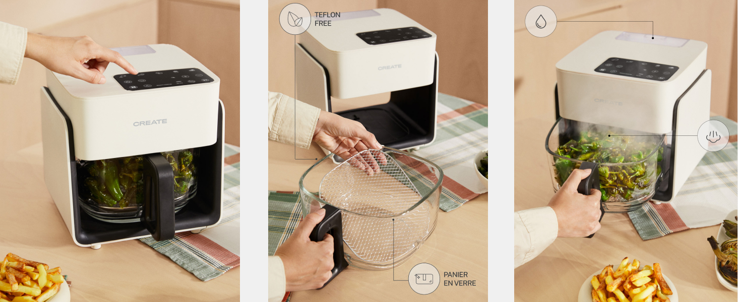 Фритюрниця повітряна 4.2л з парогенератором, 6 програм, білий колір, 1300W