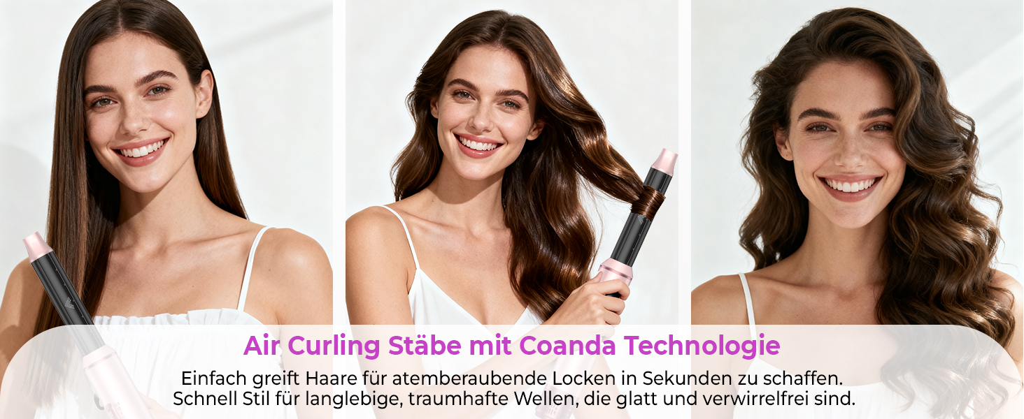 Airstyler 5 в 1: Фен-щітка для волосся з насадкою для локонів, чорно-золотий (5 в 1: Рожевий) - професійний стайлер для укладання