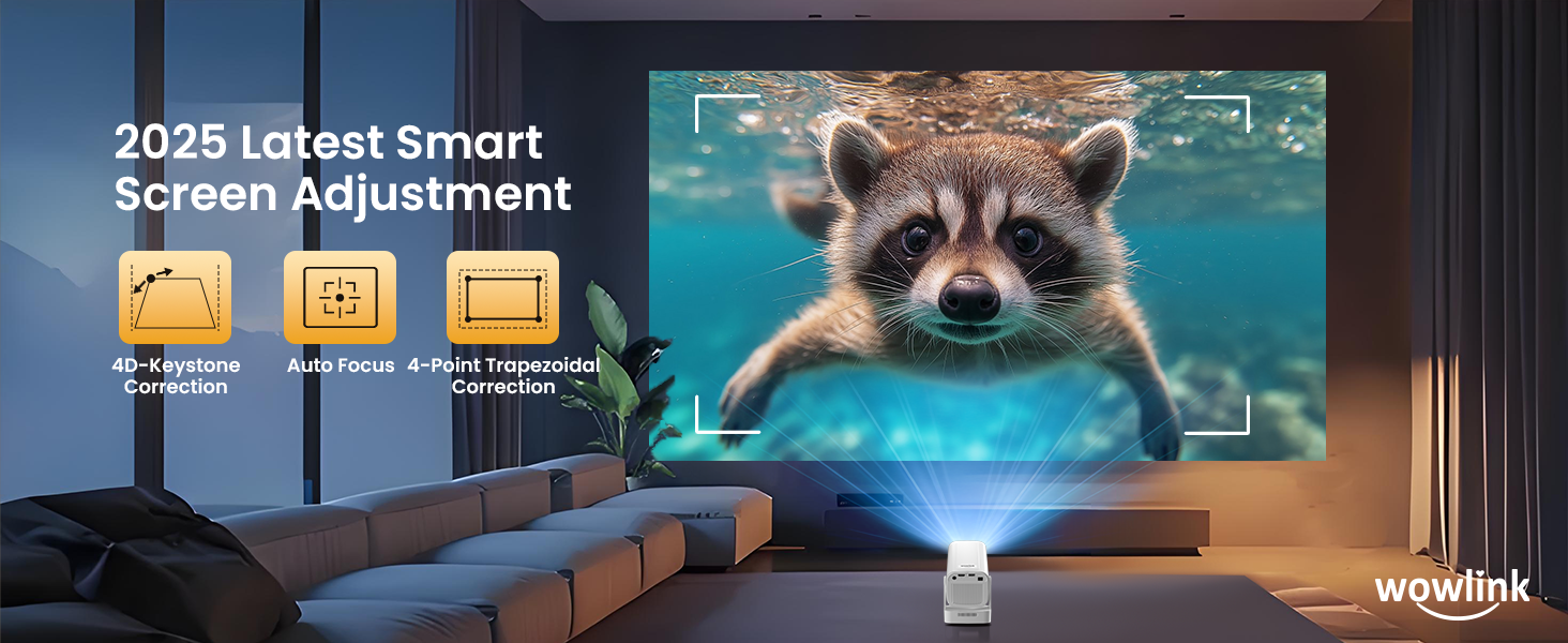 Портативний проєктор Beamer 4K з підтримкою WiFi 6, Bluetooth 5.4 та автофокусом (2025 модель)