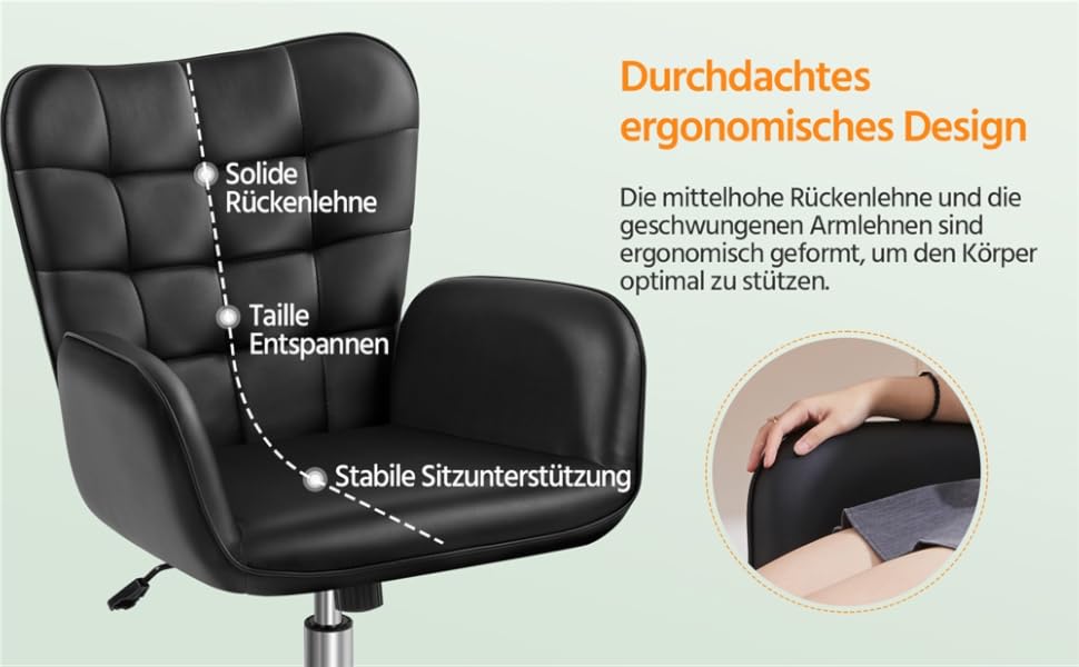 Крісло офісне Yaheetech ергономічне, з регулюванням висоти, з підлокітниками, на коліщатках, до 136 кг, біле (чорне)