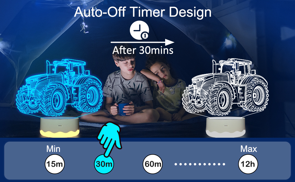 Нічний трактор Attivolife 3D, 16 кольорів, з можливістю затемнення, USB, декоративний подарунок для дітей/хлопчиків