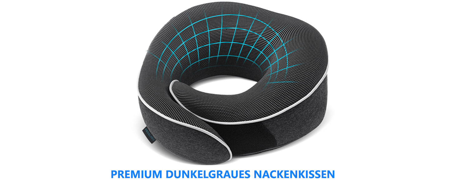 Подушка для шиї ProGlobe, 100% Memory Foam, ортопедична, для подорожей (літак, авто, поїзд), з маскою для сну, сітчаста сумка (темно-сірий)