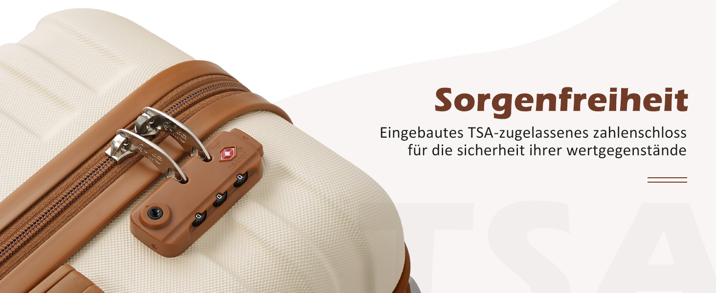 Набір валіз COOLIFE 3шт: велика валіза, сумка для подорожей, культиватор. ABS, TSA-замок, 4 колеса. Білий/коричневий.