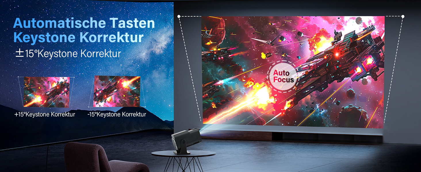 Портативний проєктор Mini Beamer 4K Full HD 1080P з WiFi 6, Bluetooth 5.2, автоматичною корекцією трапецеїдальних спотворень та підтримкою HDMI, TV Stick, Memory Stick, Laptop (білий, чорний)