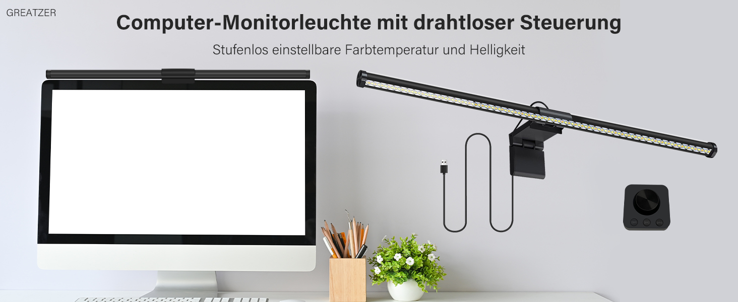 LED лампа для монітора 55 см з інтелектуальним керуванням USB, захист очей, торкання, регулювання температури кольору, для ПК, офісу