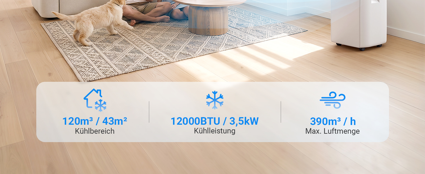 Мобільний кондиціонер 9000 BTU з відвідною трубою для кімнат до 33 м² - R290 (сіро-білий)