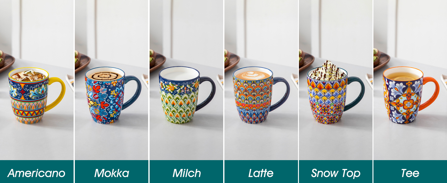 Набір кавових чашок Vancasso 6 шт., SIMI, 360 мл, порцеляна, чайний сервіз, 6 персон