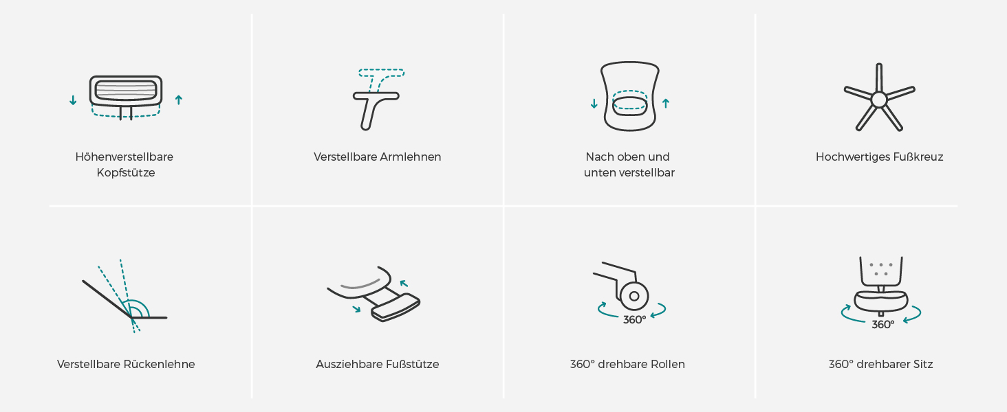 Офісний стілець SONGMICS з підставкою для ніг, ергономічний, з підтримкою попереку, регульованою головою та підлокітниками, регулюванням висоти та функцією гойдання, до 150 кг, чорний OBN61BKV1