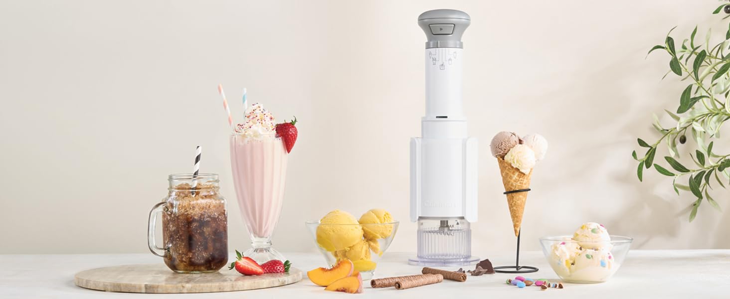 Морожениця Cuisinart FreezeEase з автоматичним охолодженням: морозиво, сорбет, заморожений йогурт - 3 режими, без попереднього заморожування, готовність за 40 хвилин, функція підтримки температури (біло-сіра)