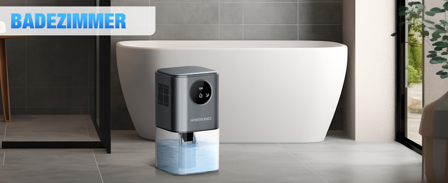 Зволожувач повітря Homtronics 1700 мл, електричний, портативний, тихий, з 7 кольорами підсвічування, автоматичне вимкнення, для ванної, спальні, шафи, офісу (сірий)