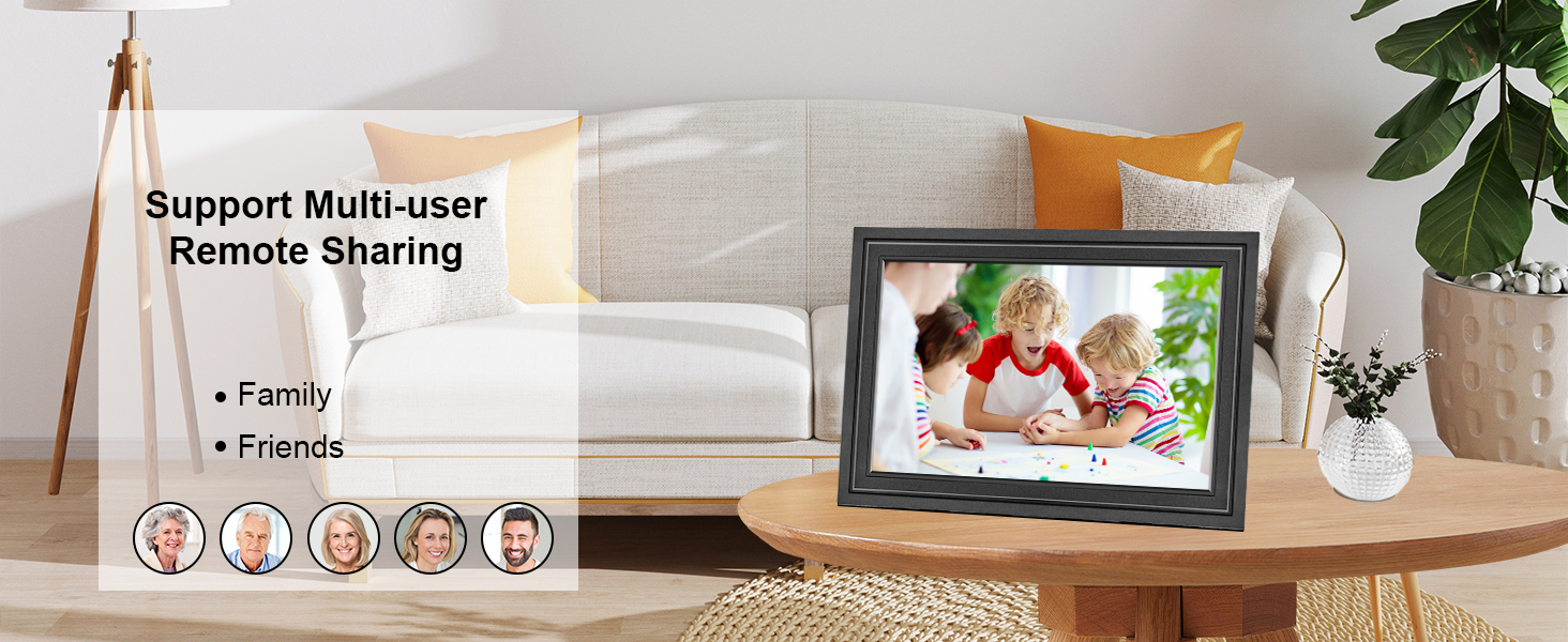 Цифровий фоторамка Lutranstra 10.1 дюйма WiFi, HD IPS сенсорний екран, 32 ГБ, автоматичне обертання, Frameo App (Чорний)