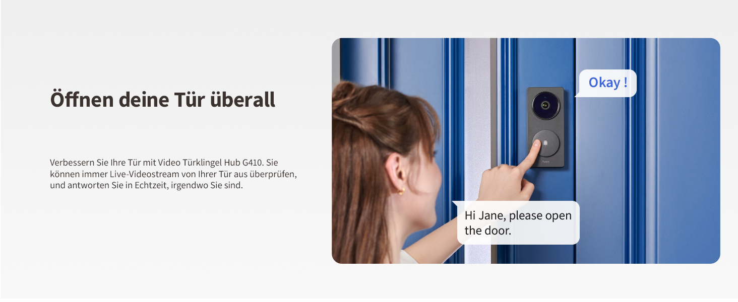 Aqara Smart Doorbell Camera G410 з дзвінком, 2K, відеоспостереження, 2-сторонній аудіо, Matter Hub, Wi-Fi, сірий