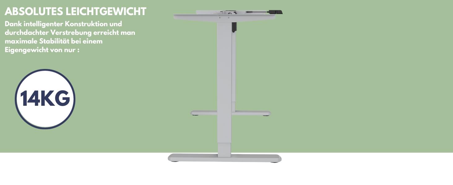 Електричний регульований стіл Albatros UP30, срібний | Металеве підстав'я, ніжки, опори для столу | Підходить для робочих місць середньої ширини