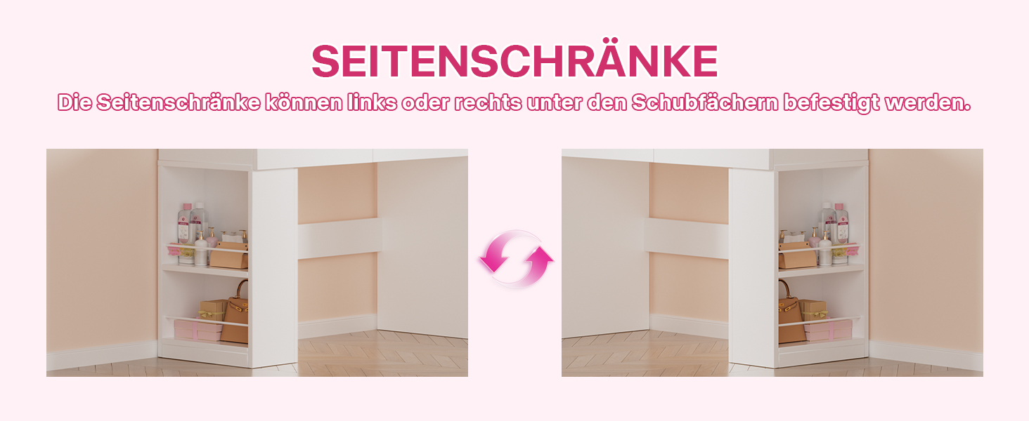 Трюмо Airfish з підсвічуванням 108x40 см: стіл для макіяжу з дзеркалом, 2 шухляди, 3 кольори, регулювання яскравості, для спальні/вітальні (білий)