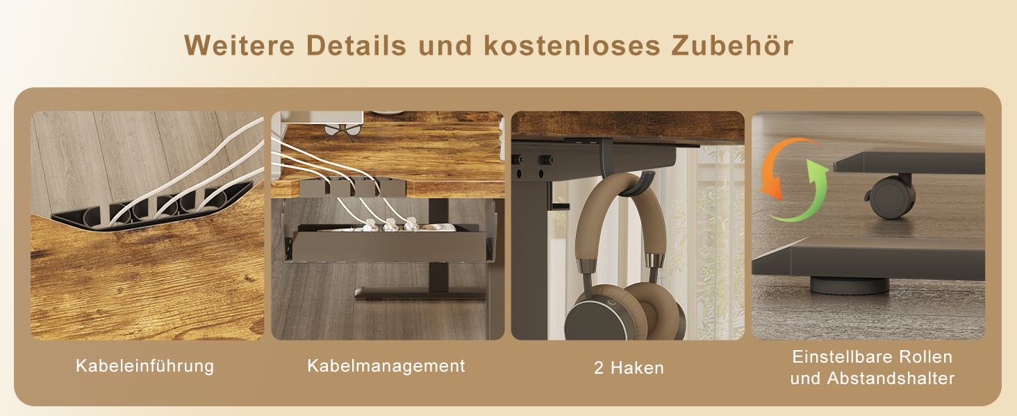 Регульований кутовий стіл 160x140 см з полицею, електропривод, коричневий