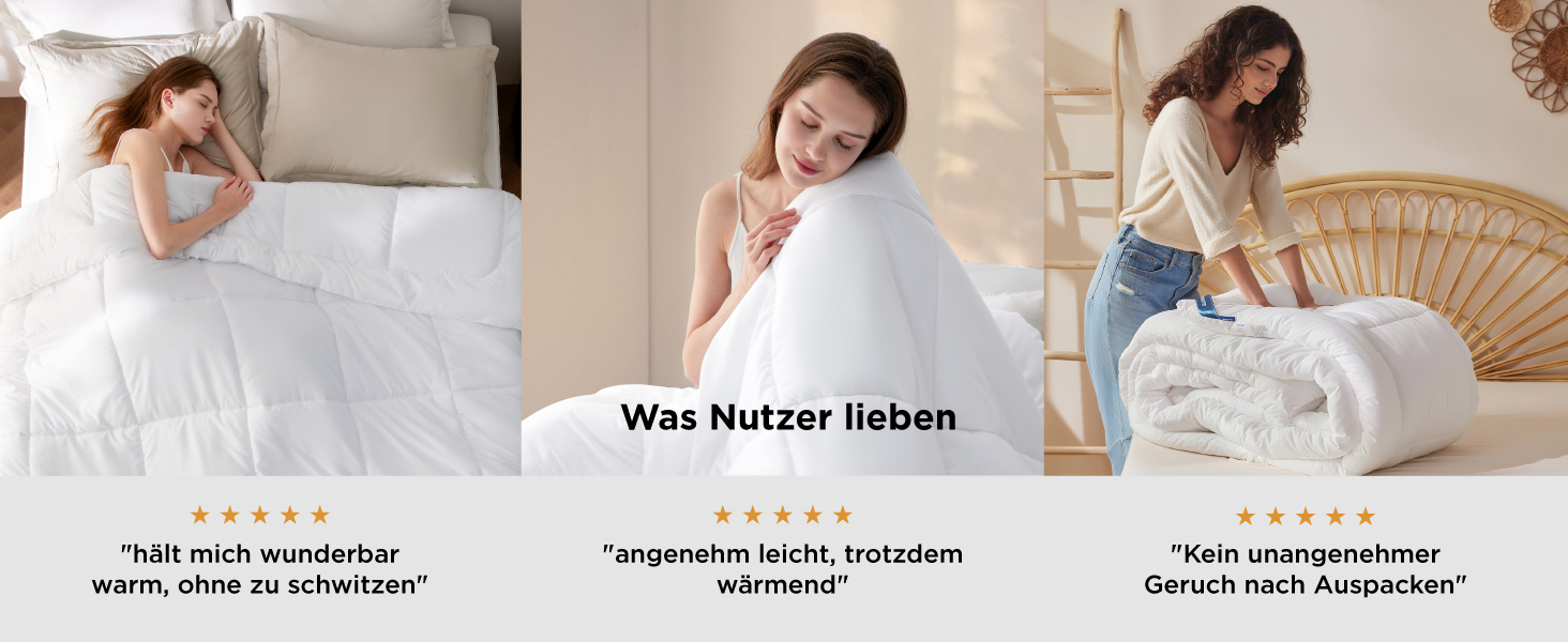 BEDSURE Комплект ковдр 135x200: зимова (450gsm), літня (150gsm) та всесезонна (300gsm) ковдра. Білий колір, 2 шт.