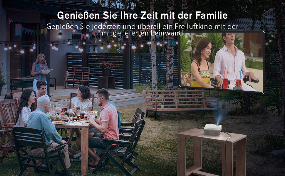 Портативний проєктор Smart Mini Beamer 4k з автофокусом та корекцією трапецеїдальних спотворень, 28000 люмен, WiFi6, Bluetooth, Full HD 1080P, 210° оберт, для домашнього кінотеатру та використання на відкритому повітрі (сумісний з Netflix та Dolby Audio, модель A-25000L)