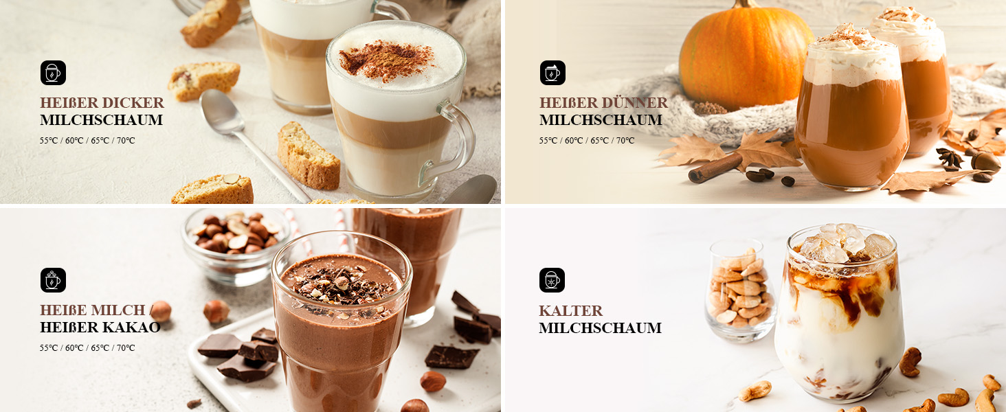 Електричний спінювач молока SHARDOR 5-в-1 з регулюванням температури для капучіно, лате, макіато та гарячого шоколаду